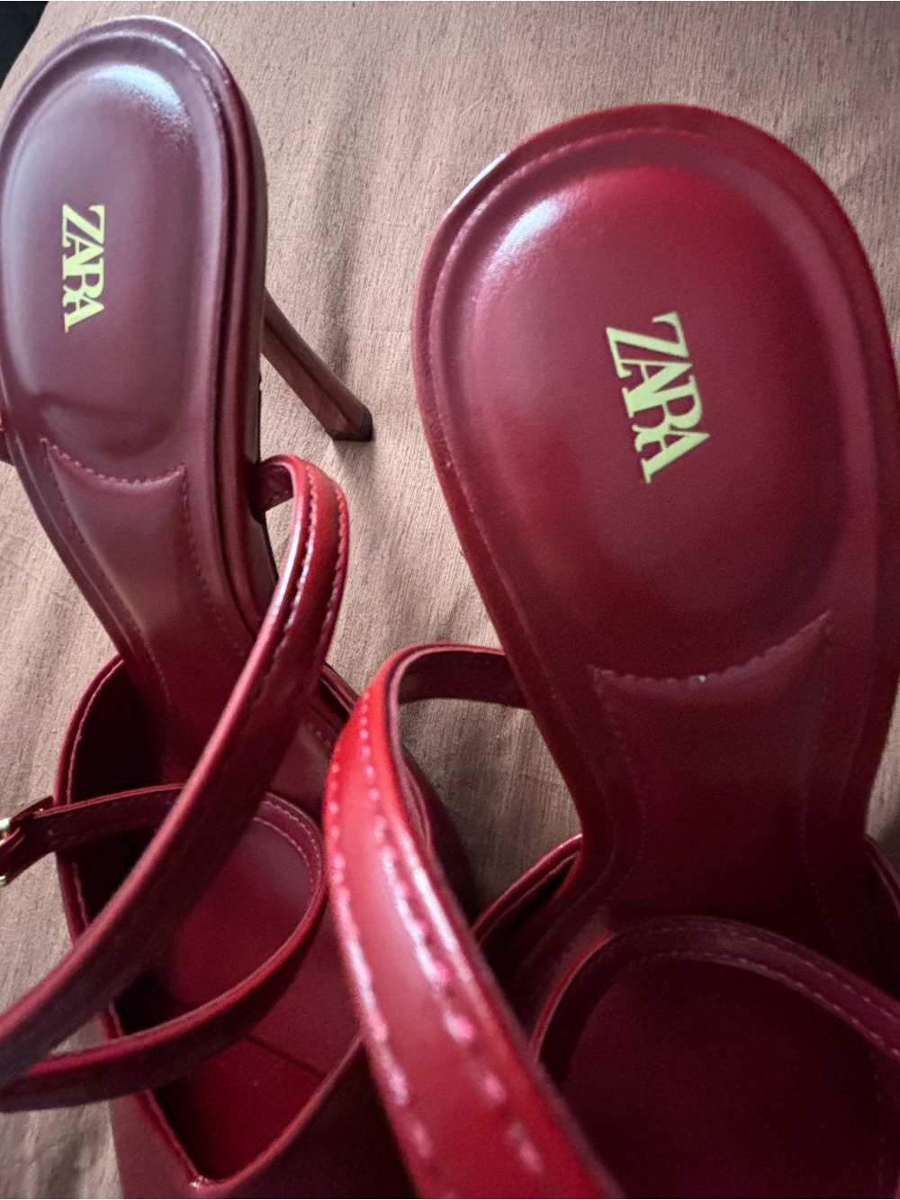 Zara Women’s Burgundy High-Heel Sandals - Picture 8 of 12